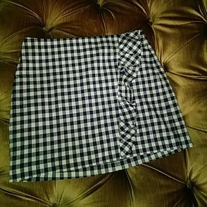 Express Gingham Ruffle Mini Skirt